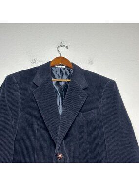 Circola Moda Sport Coat Blazer Jacket Casual Men 44R Corduroy Prep Black Formal